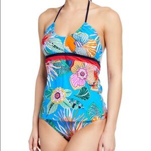 Trina Turk Blue Floral Tankini Top